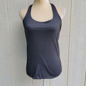 LULULEMON black striped free to be wild 2 in 1 black tank size 4